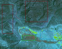 False color satellite image training regions